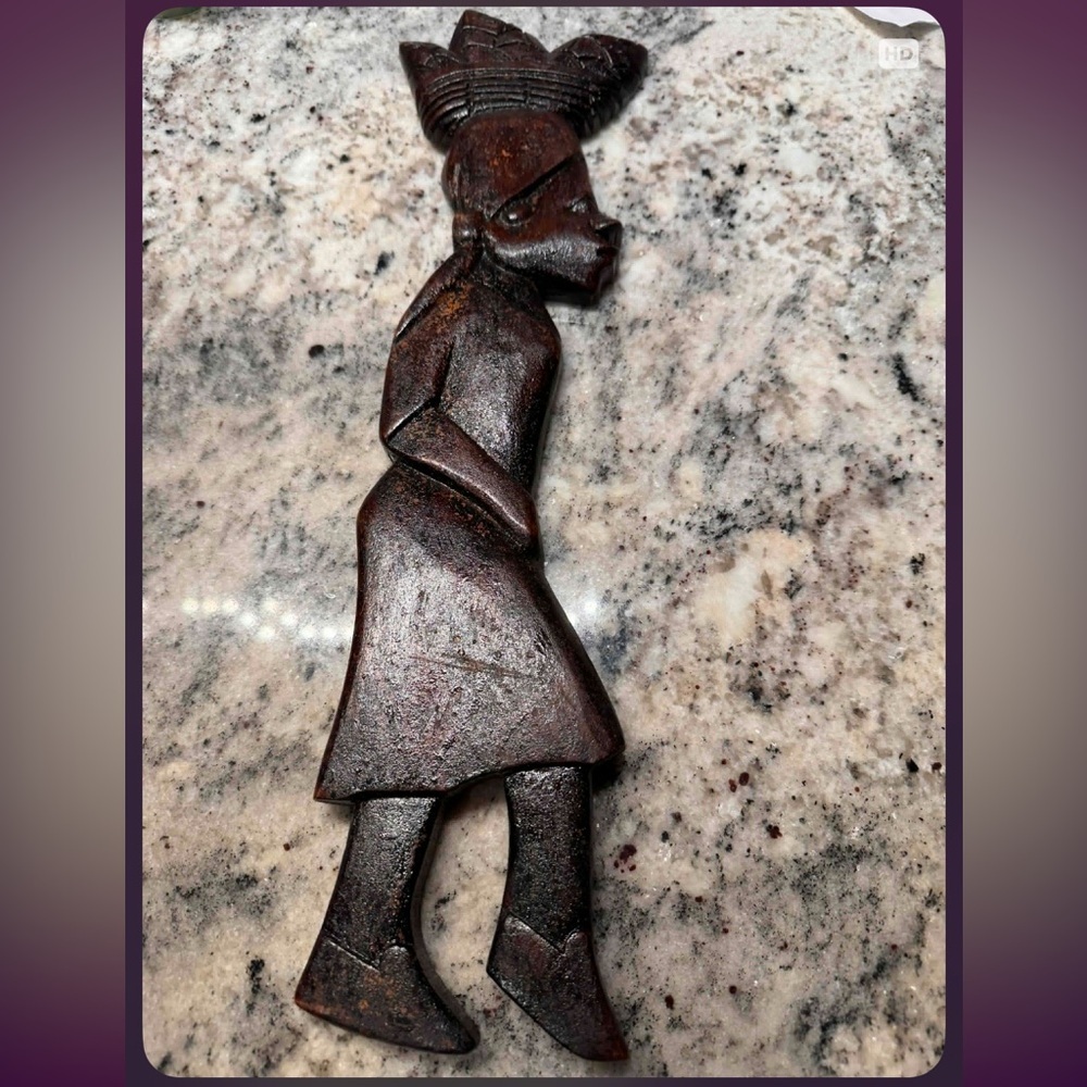 Vintage hand-carved wooden African figurine